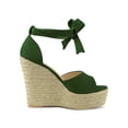 thumbnail image 3 of BLISSFUL STEP Women's Espadrilles Tie Up Ankle Strap Sandals Green (Size 8.5), 3 of 8