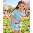 thumbnail image 2 of Lanbubble Toddler Girls Sporty Tennis Dress With Bag Short Sleeve Casual Polo Dress Blue Outfit For Girls 3-7 Years, 2 of 9