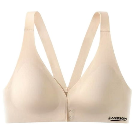 SMihono Women s Sleeveless Front Closure Bras Push Up Wireless Bralettes Comfort Micro Crop Plunge Bra (Beige M )