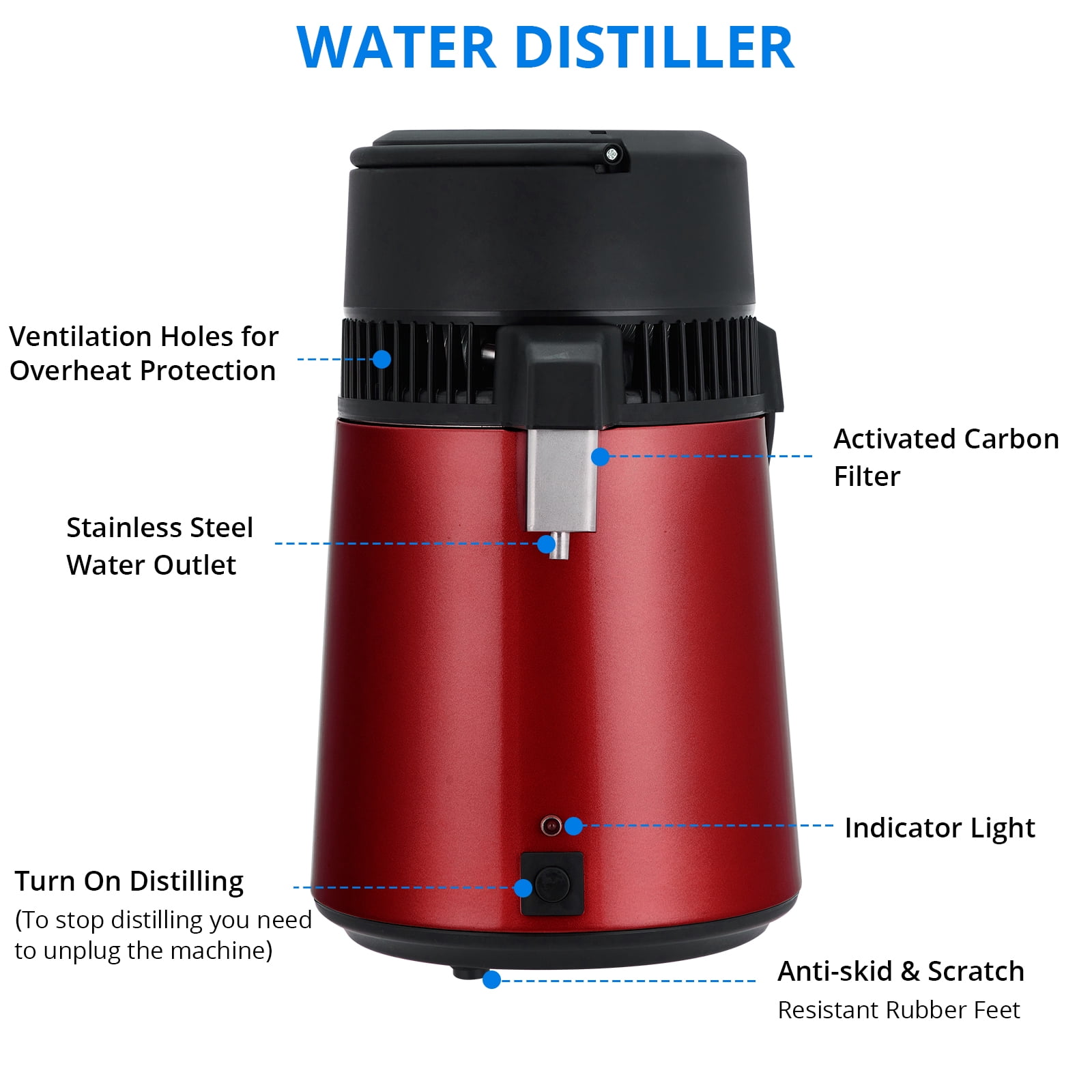 Countertop Water Distiller for Home, 1 Gallon / 4L Stainless Steel Distilled Water Make,  Electric Water Distillers Kit,750W Electric Distilling Machine for Drinking Water