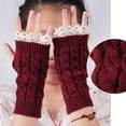 thumbnail image 6 of PMVFHDE Women's Winter Cute Lace Edge Knitted Fingerless Gloves, Fashion Thermal Half Finger Gloves for Cold Red，One Size, 6 of 7