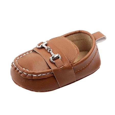 Yindaity Baby Boys Shoes Baby Boys Girls Shoes Non-Slip Rubber Sole Sneakers First Walking Toddler Crib Shoes Loafers Flats (Brown 0-6Months)