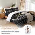 thumbnail image 7 of Merry Christmas Bedding Duvet Cover Set Full Size 4 Pieces Snowflakes Antlers Flower Winter Black Bedding Set with Zipper Closure, 1 Comforter Cover 86x86 Inches 1 Flat Sheet & 2 Pillow Cases, 7 of 7