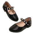 thumbnail image 5 of newwalpole Girls Dress Shoes White Flower Girl Shoe Mary Jane Low Heels for Wedding (Toddler/Little/Big Kid) Black for Size 13, 5 of 6