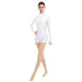 thumbnail image 5 of IBTOM CASTLE Women Mock Neck Ballet Dance Leotards Long Sleeve Gymnastic Bodysuit One Piece Ballerina Dancewear M White, 5 of 6