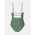 thumbnail image 6 of Women Swimsuit One Piece Bathing Suit Square Neck Cutout Back Tummy Control with Adjustable Spaghetti Straps Size M, 6 of 9