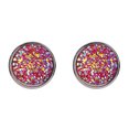 thumbnail image 2 of Trayknick 1 Pair Ear Stud Decorative Colorful Stainless Round Shaped Rhinestone Ear Stud for Gift Rose Red, 2 of 13