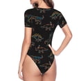 thumbnail image 4 of Naloa Neon Dinosaur Women's Short-Sleeved Onesie, One-Piece Swimsuit for Parties, dates, clubs - Small, 4 of 9