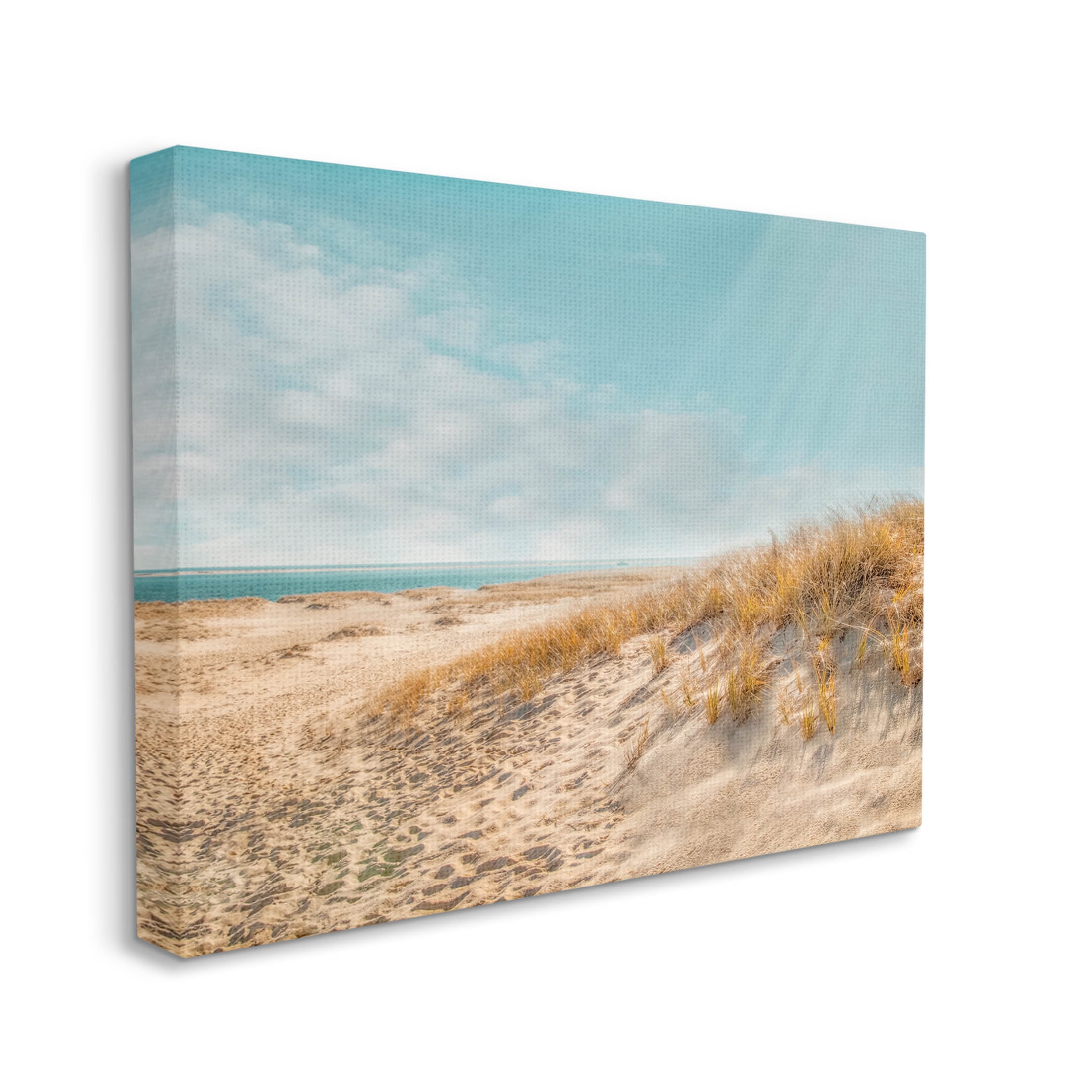 Sandy Ocean Beach Sun Rays Coastal Photograph Gallery Wrapped Canvas Print Wall Art