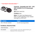 thumbnail image 2 of Clutch Kit - Compatible with 1992 - 1995 GMC C3500HD 6.5L V8 Turbocharged Diesel 1993 1994, 2 of 2