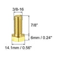 thumbnail image 2 of Unique Bargains Brass Hex Bolts, 3/8-16x7/8' 2 Pack Fully Thread Grade 4.8 Machine Screws, 2 of 4