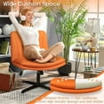 thumbnail image 5 of Waleaf Armless Office Desk Chair No Wheels,PU Padded Modern Swivel Criss Cross Legged Chair, 5 of 7