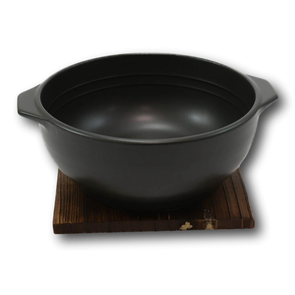 Japanese Black Donabe Ceramic Hot Clay Pot Bowl Casserole 32oz With
