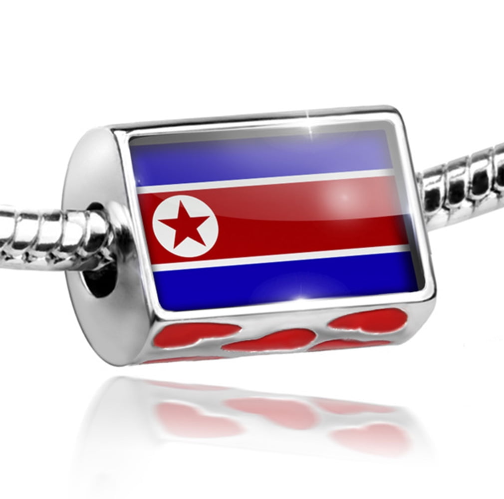 Bead North Korea Flag Charm Fits All European Bracelets by NEONBLOND