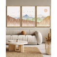 thumbnail image 5 of SHENIFY Large 24x36in3pcs Natural Framed Landscape Mountain Range Wall Art Set Watercolor Ink Wash Nature Scenry Sunrise Flying Bird Farmhouse Rustic Modern Art Decorative for Living Room Bedroom, 5 of 5
