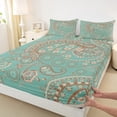 thumbnail image 4 of Feelyou Retro Western Paisley Twin Sheet Sets, Bohemian Damask Flower Twin Fitted Sheet, Mandala Hippie Theme Flat Sheet, Microfiber Bedroom Decor, 3pcs, 4 of 8