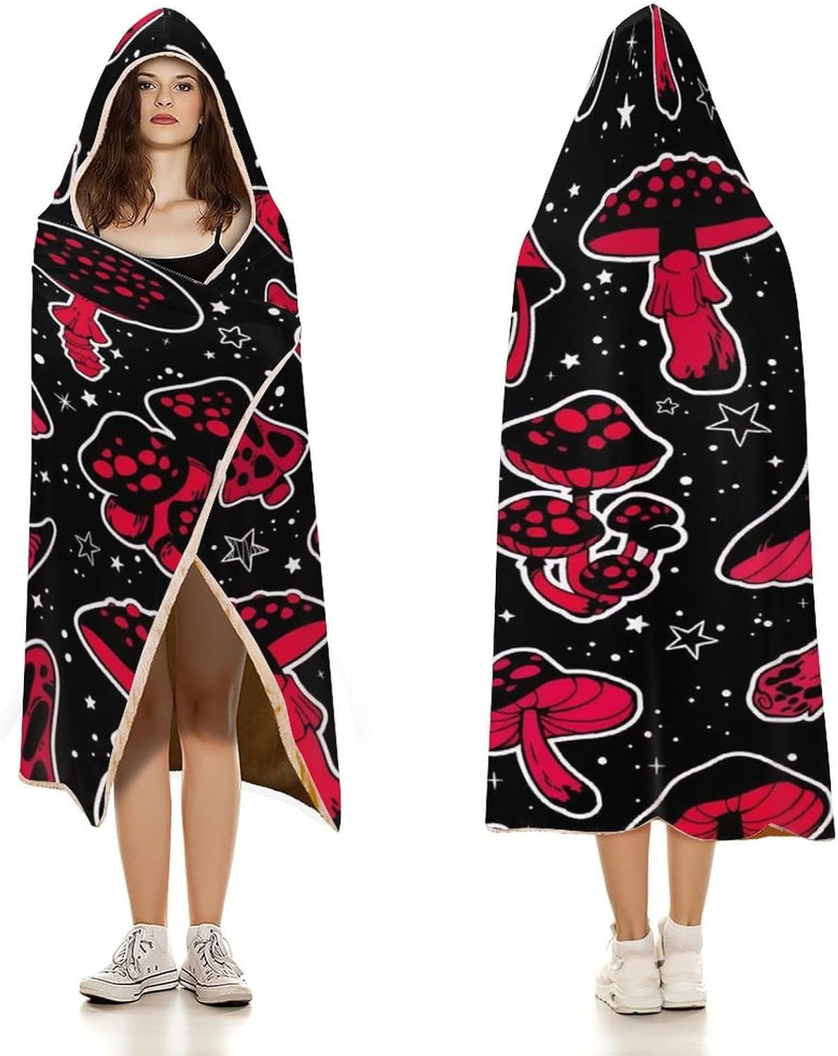 Mushroom Hooded Blanket Mushrooms Gifts for Women Mushrooms Wearable Blanket Hoodies Blankets for Bed Room Decorative