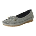 thumbnail image 3 of Moccasins Women Slip on Penny Loafers Orthopedic Flat Shoes Bowtie Round Toe Hollow out Casual Walking Shoes Grey Size 9, 3 of 9