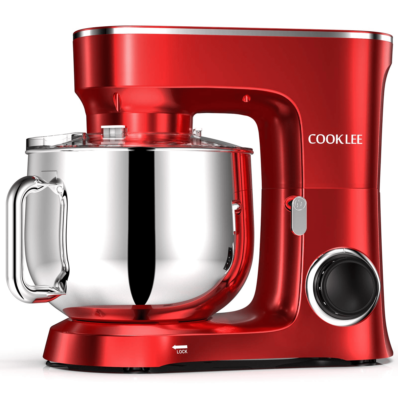 COOKLEE Stand 9.5 Qt. 660W 10-Speed Electric Kitchen Mixer with Dishwasher-Safe Hooks, Flat Beaters, Wire Whip & Pouring Shield for Most Home SM-1551, Ruby Red - Walmart.com