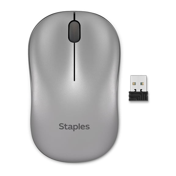 Staples TECH Wireless Ambidextrous Optical USB Mouse Gray (ST63066)