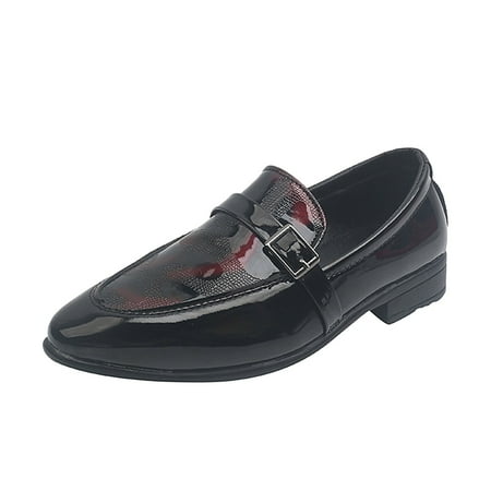 JAHH Toddler Lightweight Clearance Gowns Shoes Summer Autumn Fashion Boys Casual Leather Shoe Solid Color Lace Up Pointed Lace Up Dress Shoes for Birthday Holiday Party (10.5-11 Years Red)