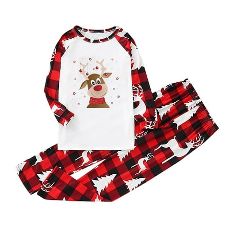 

Fesfesfes Xmas Pjs Parent-child Set Plaid Print HomeWear Pajamas Two-piece Child Set Sale Clearance