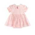 thumbnail image 2 of FAIWAD Newborn Baby Girls Romper Dress Short Sleeve Ruffle Ruched Floral Tulle Dress Girl Party Birthday Princess Dresses, 2 of 7