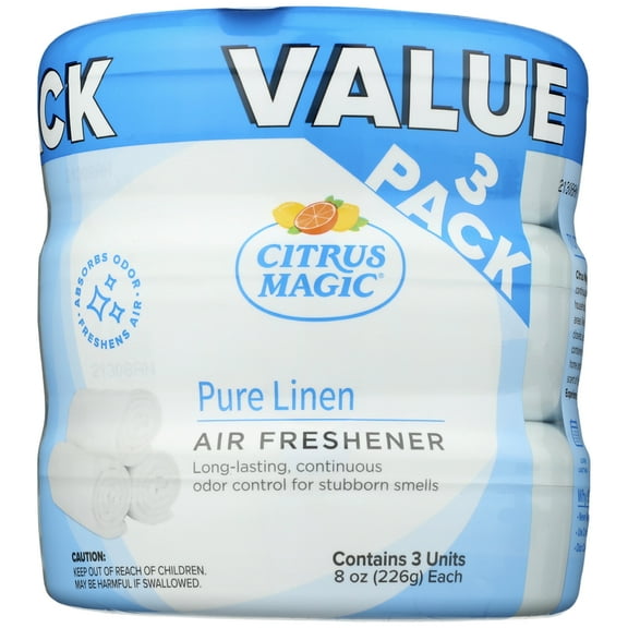 Citrus Magic Odor Absorbing Solid Air Freshener, Pure Linen, 8-Ounce, Pack of 3