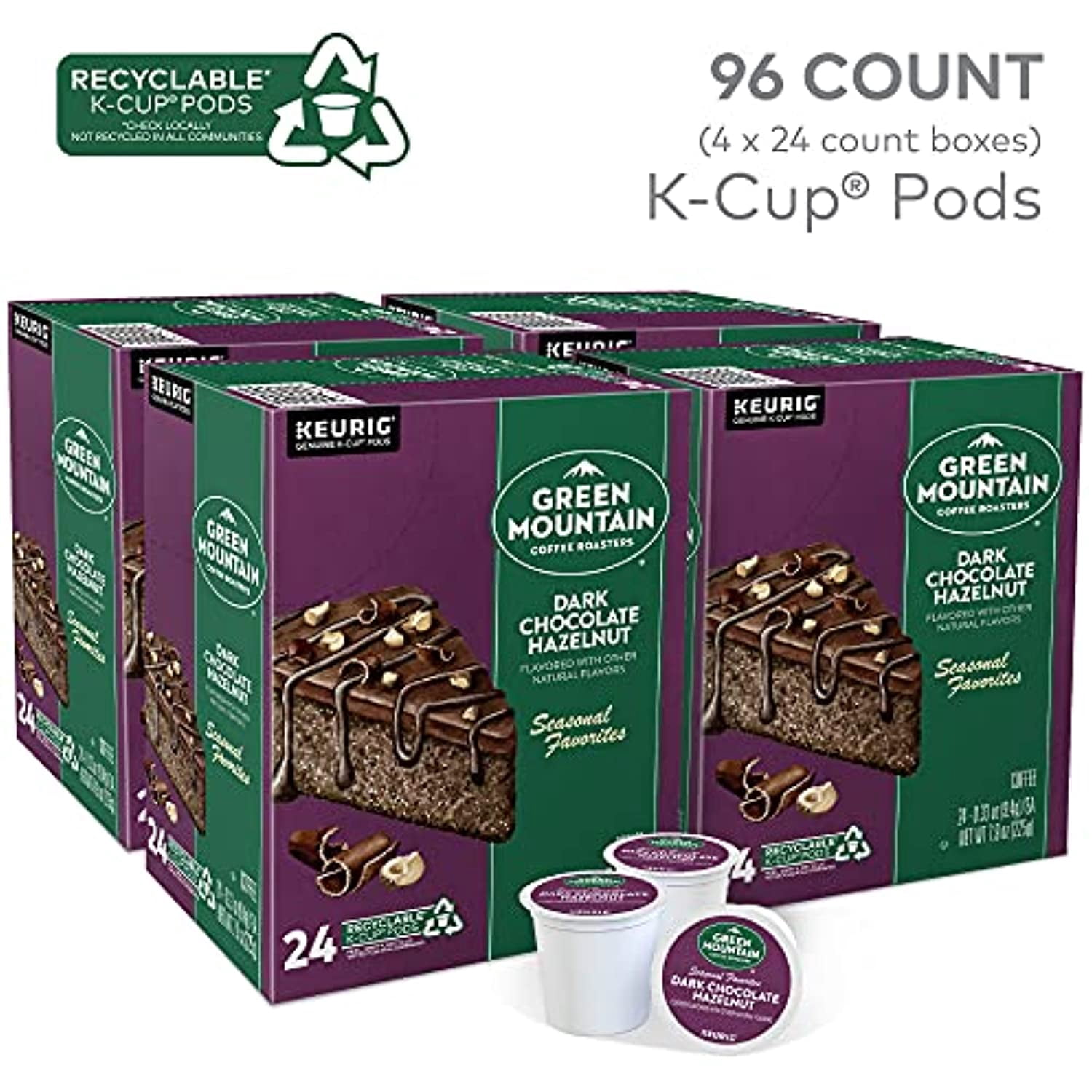 Green Mountain Coffee Roasters Dark Chocolate Hazelnut Coffee, Keurig Single Serve K-Cup Pods, 96 Count