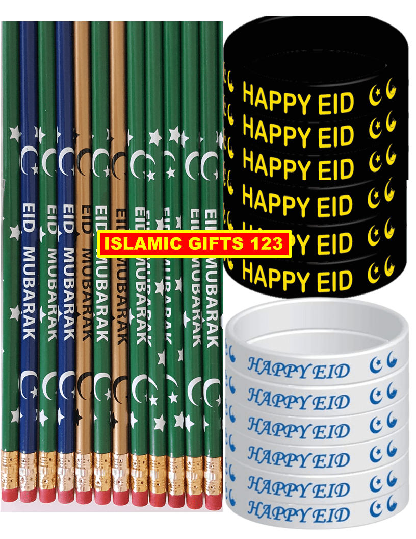 Eid Pencils Eid wristbands (36 Pack) Eid favors Eid Mubarak Eid Gifts Ramadan Gifts Islamic Gifts 123
