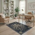 thumbnail image 2 of ODIKA 4'x6' Washable Area Rug Non-Slip, Chair-Friendly, Flatwoven Navy Octopus Animals Tentacle Vintage Nautical Sketch Compass for Home Office, Under Desk, 2 of 7
