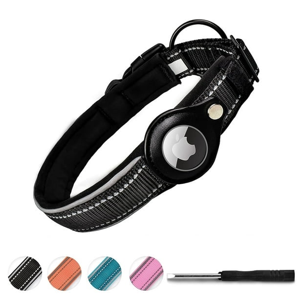 Reflective AirTag Dog Collar,Padded for Apple Air Tag Adjustable Dog Collar with AirTag Holder Case for Heavy Duty Small Medium Large Dogs