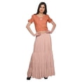 thumbnail image 1 of Moomaya Printed Rayon Cold Shoulder Crop Top And Skirt Ethnic Set For Women, 1 of 6