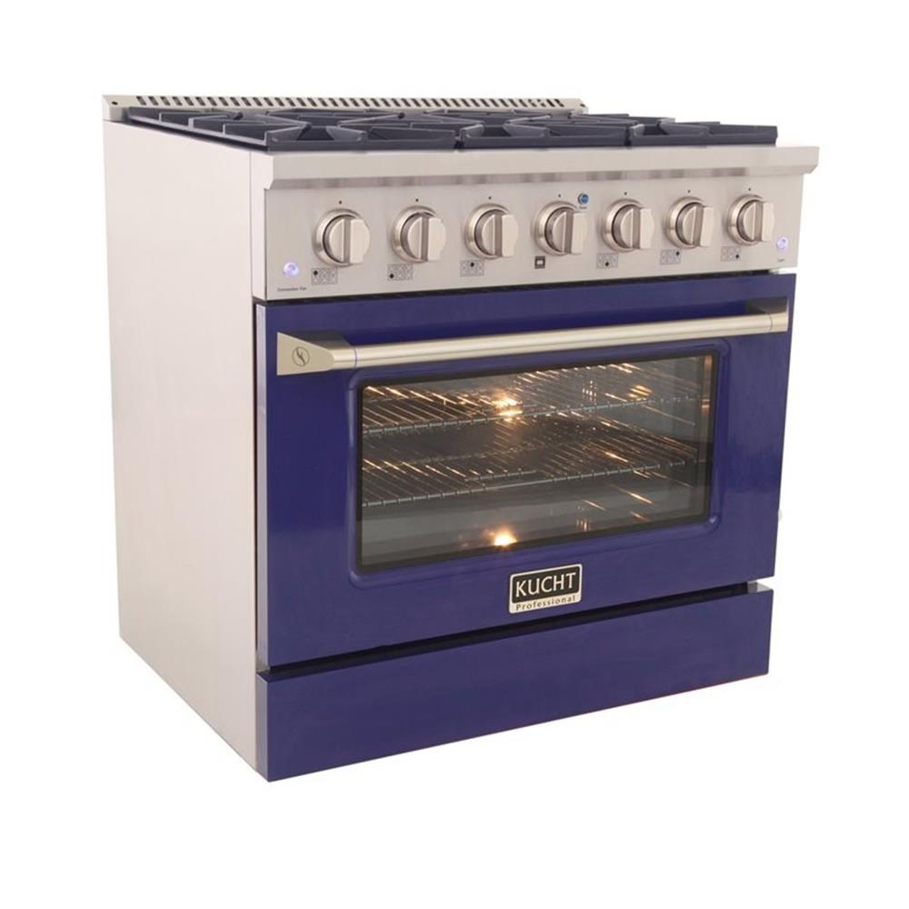 Pemberly Row 30" Stainless Steel Propane Gas Range in Blue/Silver