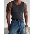 thumbnail image 6 of Men'S Ribbed Knit Form-Fitting Workout Wide Shoulder Tank Top Carbon Gray XXXL, 6 of 8