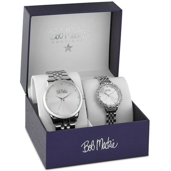 Bob Mackie Men's and Women's 2 Piece Watch Set BMS4010SS