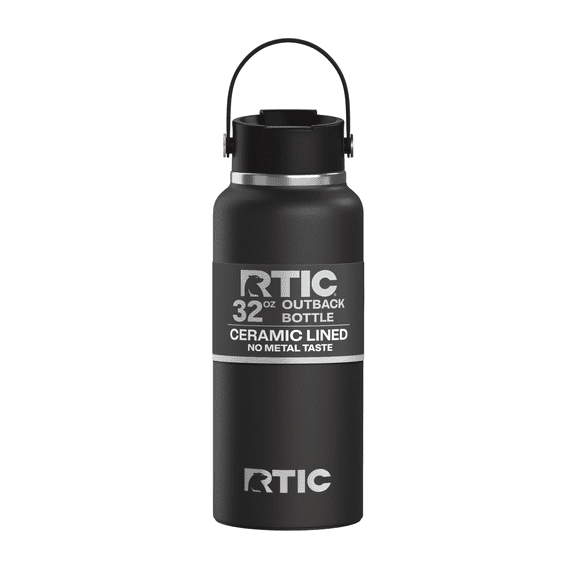 RTIC Outback 32 oz Insulated Ceramic Lined Water Bottle, Black