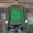thumbnail image 2 of WEAIXIMIUNG Sweatshirts d'Automne pour Femmes Mode Décontractée Jour de la Saint-Patrick Vert Imprimé Graphique Quatre Feuilles Col Rond Manches Longues Jogging Sweatshirt, 2 of 4