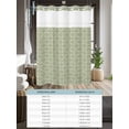 thumbnail image 6 of No Hook Cloth Fabric Shower Curtain with Snap in Liner, Sage Green Waterproof Shower Curtains Set with See Through Top Window, Geometric Flower Leaf Diamond Plaid Retro Bath Curtains Shower 36"x72", 6 of 6