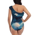 thumbnail image 5 of Gukieu Fantasy Underwater Adventure Print One-shoulder Ruffled One-piece Swimsuit with Removable Chest Pads and Tummy-control Swimsuit for Women-XX-Large, 5 of 6
