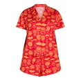 thumbnail image 2 of Way to Celebrate Women's Lunar New Year Print Notch Collar Top and Shorts Pajama Set, 2-Piece, Sizes XS-3X, 2 of 4
