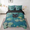 thumbnail image 2 of Manfei Black Cat Bedding Comforter Set 7 Pieces for Kids Children,Nature Floral Lotus Full Bedding Set Lightweight,Cartoon Animal Fitted Sheet Flat Sheet,Super Cozy Room Decor,Reversible, 2 of 8