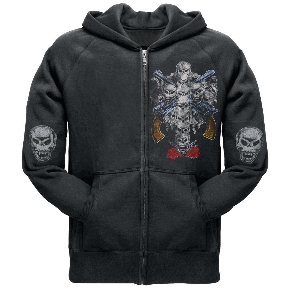 Guns N Roses Distressed Skull Homme Nouveau Noir Pullover Sweat-Shirt À Capuche 