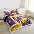 thumbnail image 3 of jejeloiu Football Sport City Twin Comforter Sets,Yellow Purple Bedding Set For Teens Reversible 2pcs, 3 of 8