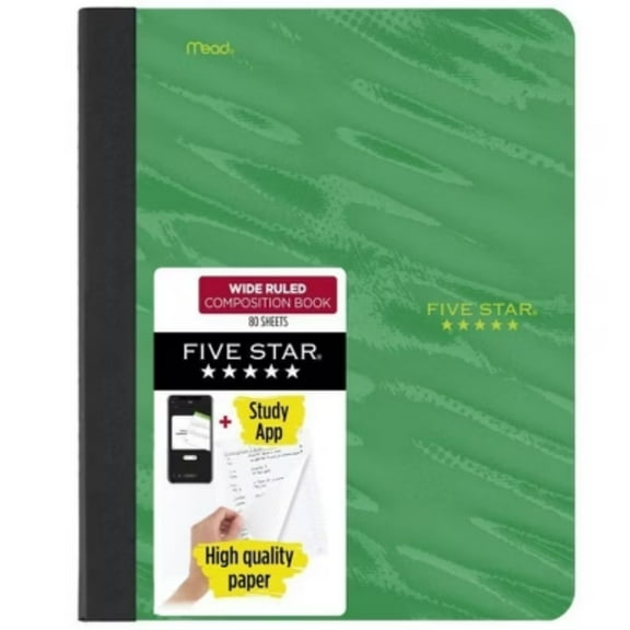 Five Star Active Comp Book Green Wide Ruled 80ct