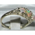 thumbnail image 4 of LBG British Made VINTAGE style Solid 10K White Gold Natural Fiery Opal Trilogy Ring, 4 of 6