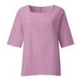thumbnail image 4 of Tops for Women 3/4 Sleeve Solid Color Fashion Summer T Shirts 2026 Square Neck Lightweight Casual Going Out Tees, 4 of 4