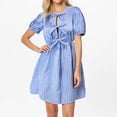 thumbnail image 2 of Bixock Women Mini Dress,Dress for Women Short Sleeve Round Neck Bow Back Puff Sleeve Dress, 2 of 5