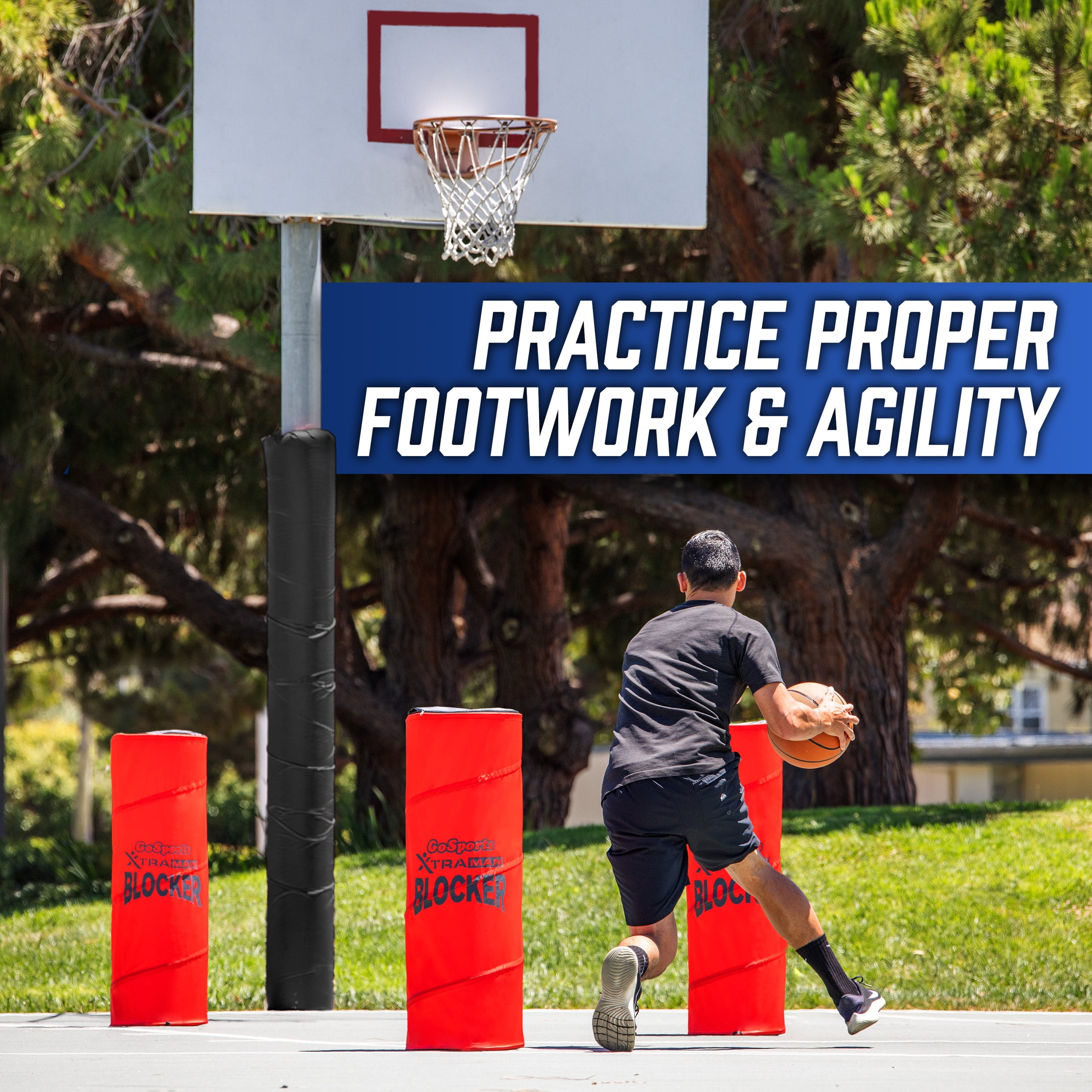GoSports XTRAMAN Blocker Pop-Up Defenders 3 Pack - Regular Size Multi-Sport Blocking Dummy - Training Equipment for Basketball, Football, & Soccer