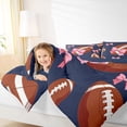thumbnail image 3 of Castle Fairy Sport Football Queen Bedding 7pcs, Kawaii Bow Bedding Comforter Set Queen, White Red Blue,Navy Blue Reversible, 3 of 7